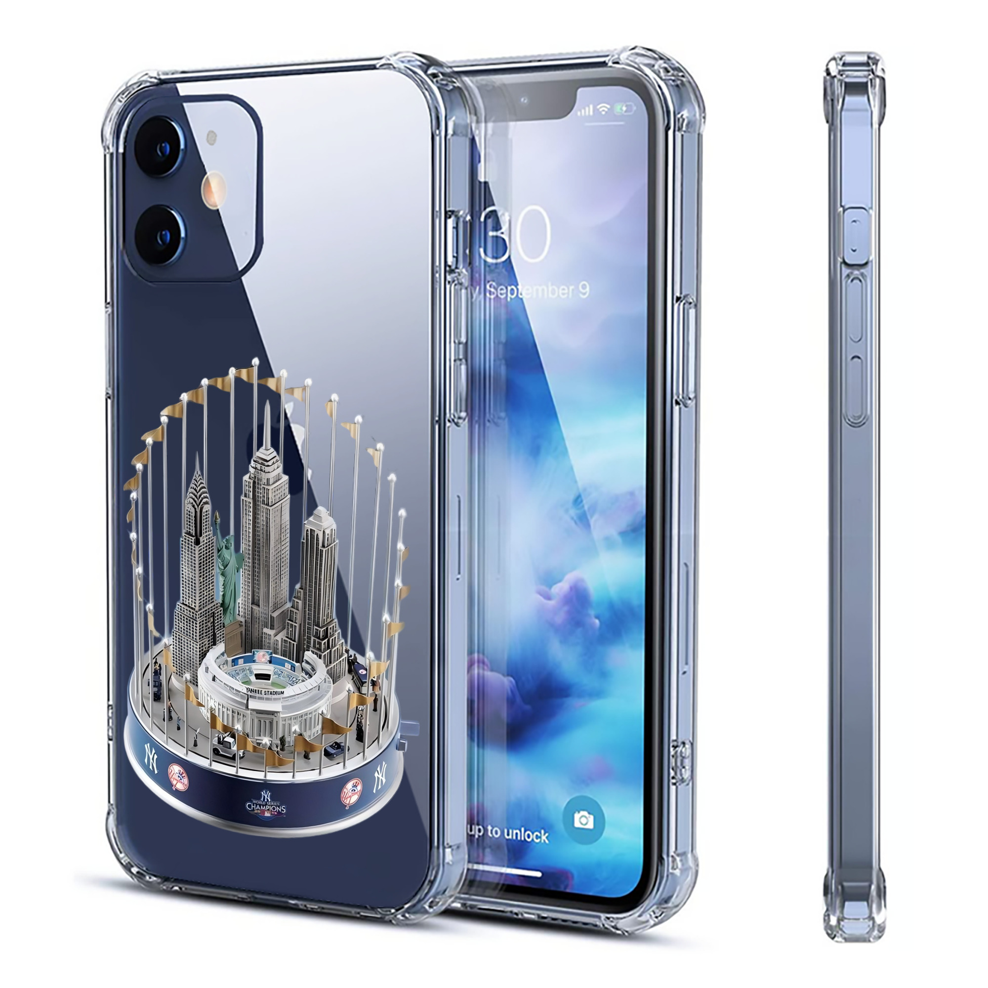 New York Yankees WS Champions Cup Clear IPhone 12 Case – Soft TPU With UV Print – Enhanced Drop Protection, Precise Fit, Anti-Fingerprint, Customizable Design, Scratch-Resistant, Yellow-Resistant